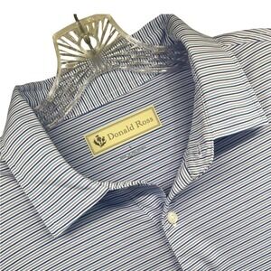 Donald Ross Mens Large Blue Striped Golf Polo Shirt The Hawthorns Logo L